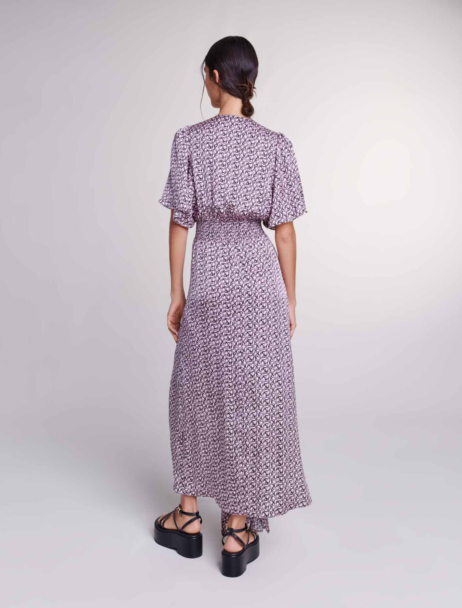 Vestido largo satinado estampado