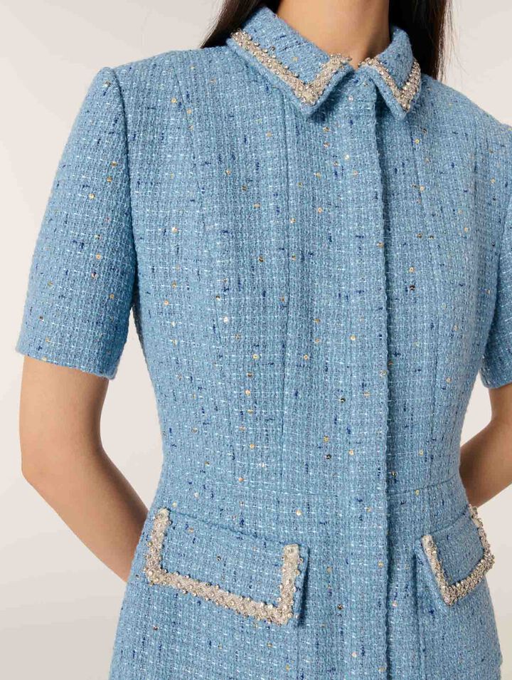 Vestido corto de tweed con lentejuelas