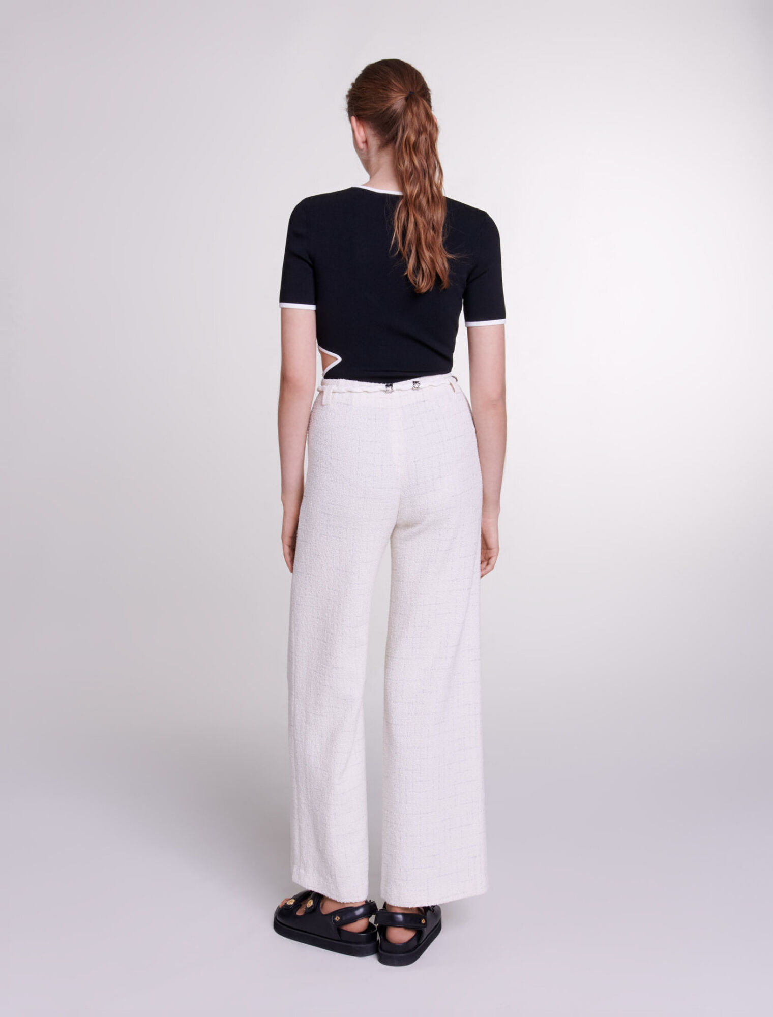 Pantalón tweed de hilos metalizados