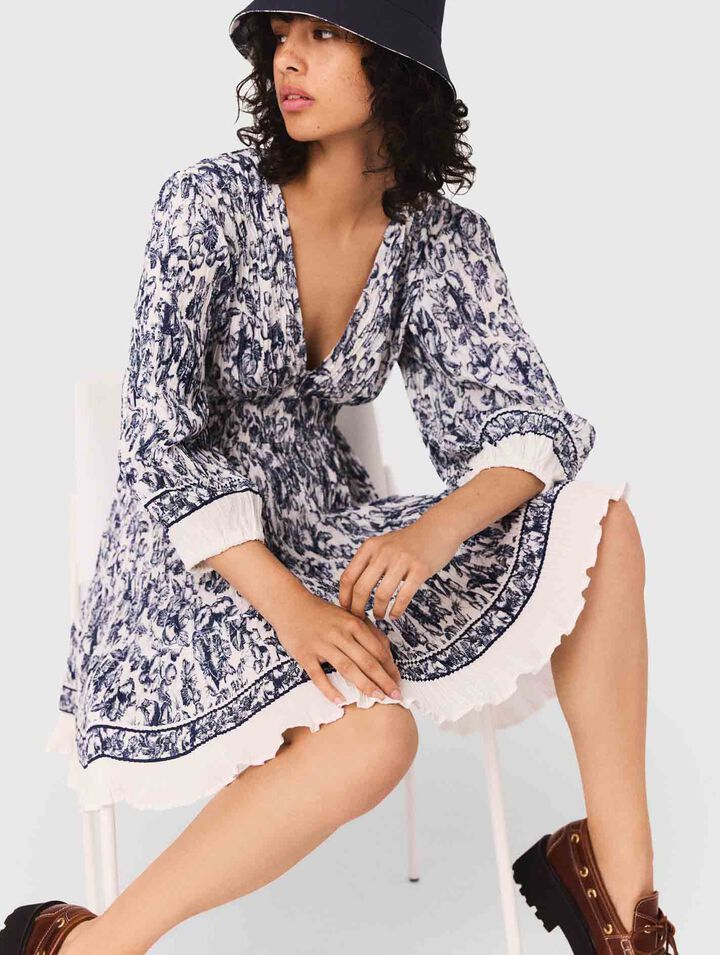 Vestido plisado estampado