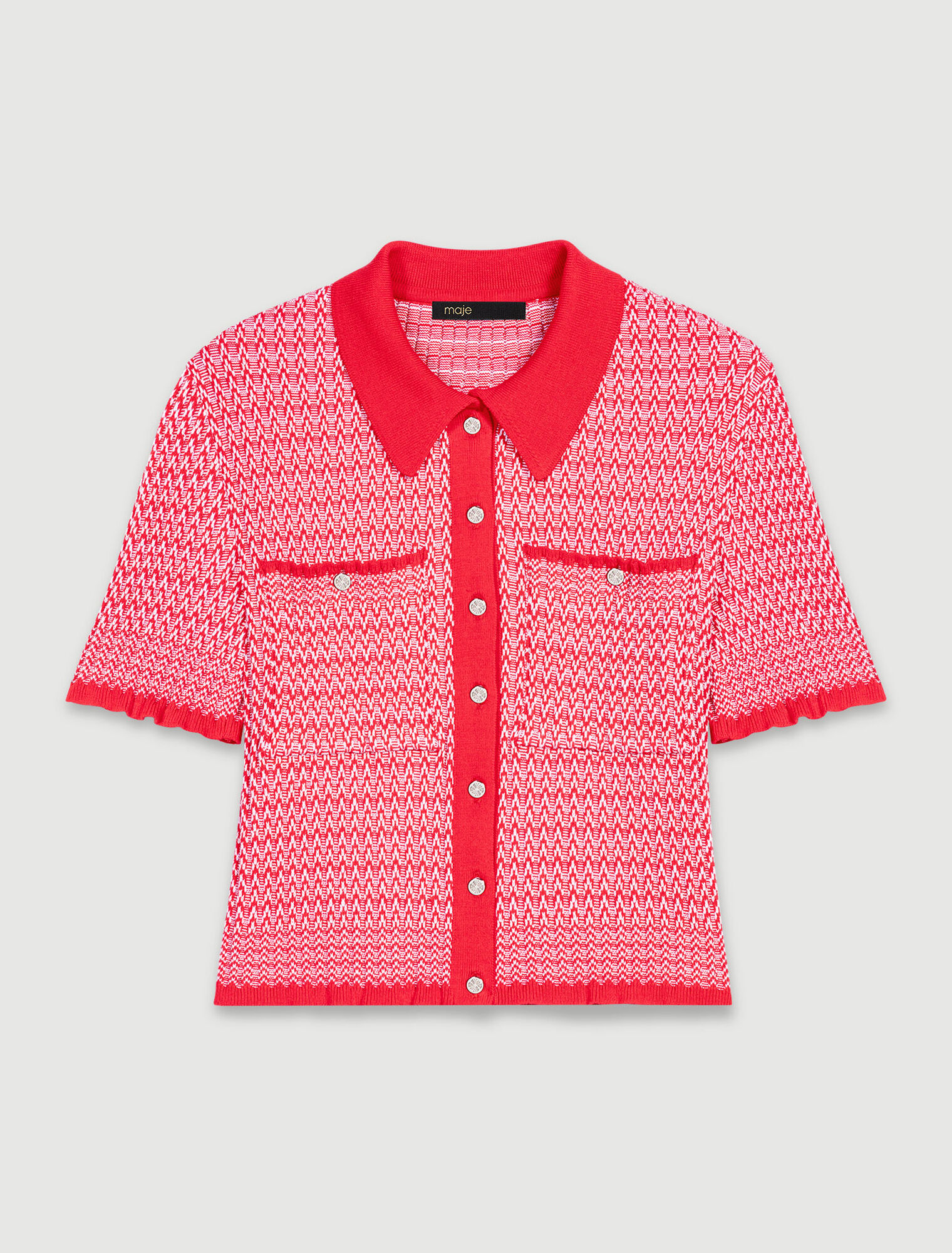 Polo corto con motivos de espiga