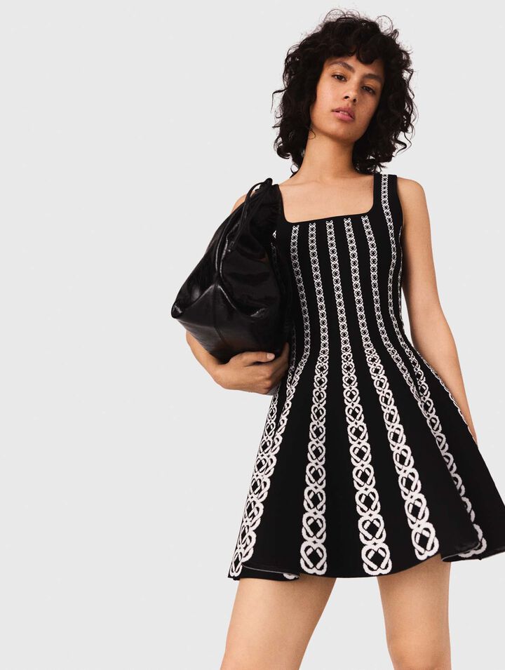Vestido corto de punto jacquard