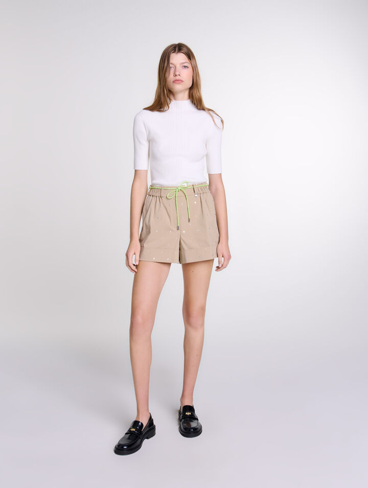 Short de algodón con tachuelas