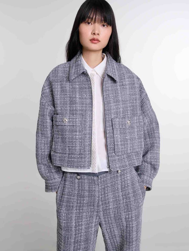Cazadora corta de tweed