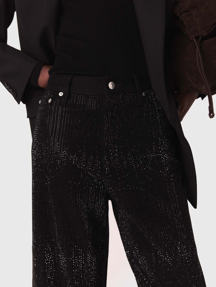Vaquero ancho con strass