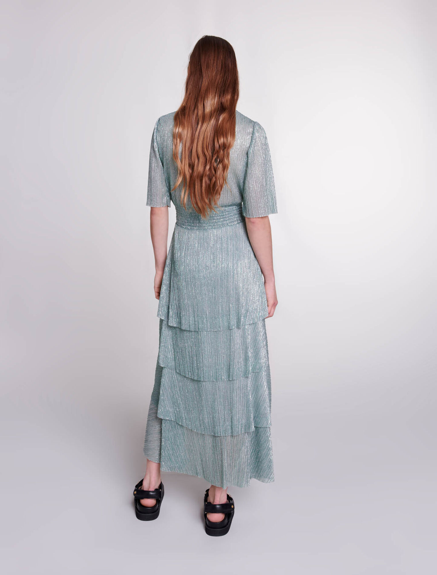 Vestido con volantes lúrex stretch