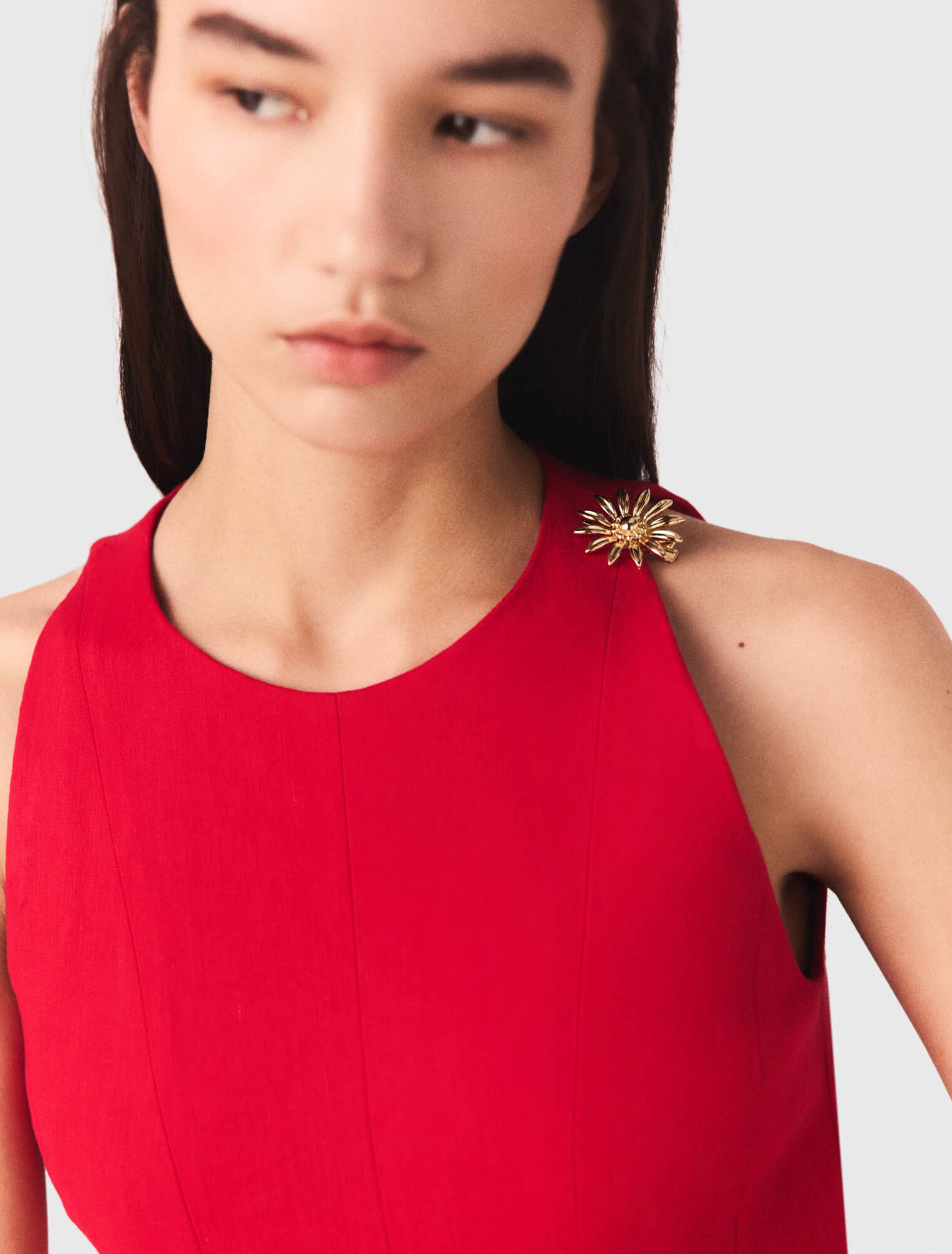 Vestido corto evas&eacute; mezcla lino