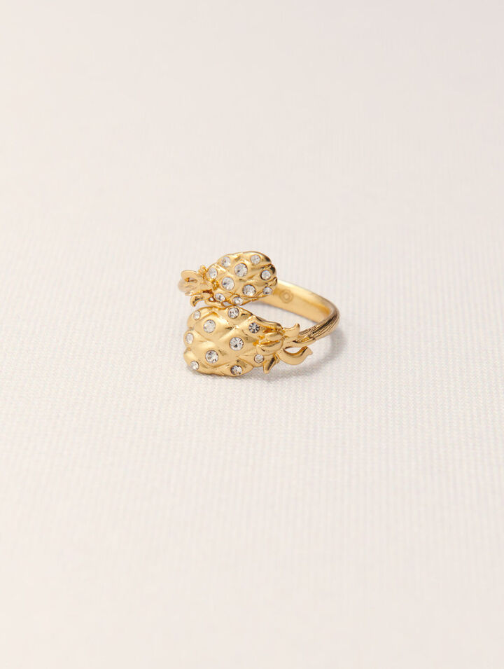Anillo doble pi&ntilde;a con strass