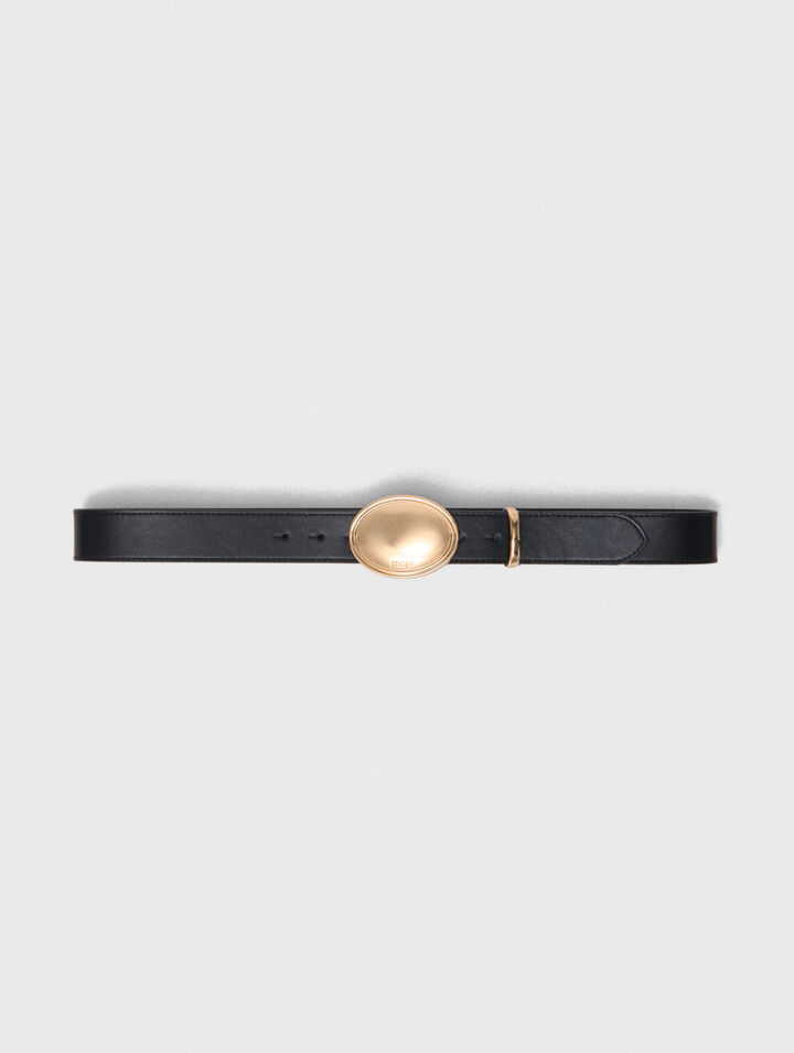 Cintur&oacute;n de piel con hebilla oval