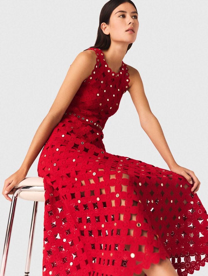 Vestido de ganchillo con espejos