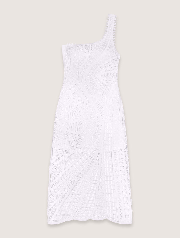 Vestido largo asimétrico de ganchillo