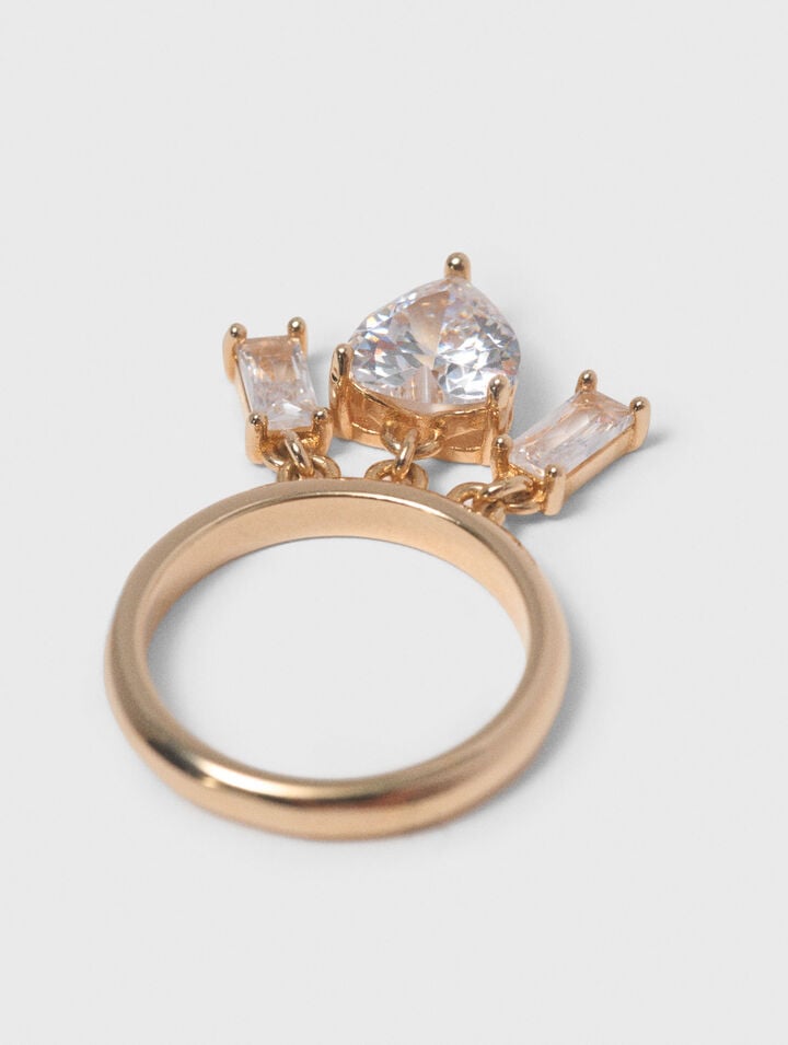 Anillo dorado con joyas de strass
