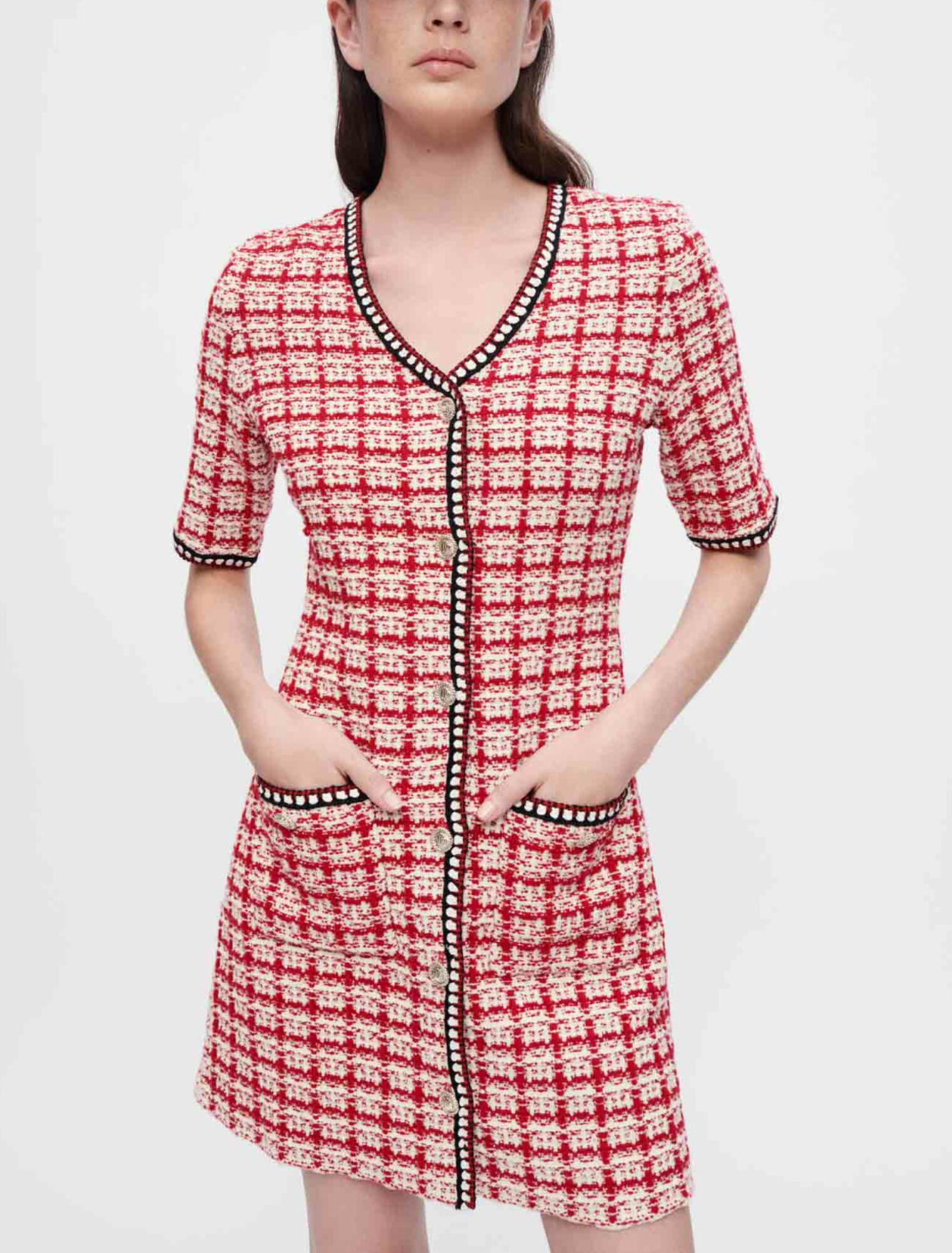 Vestido de punto estilo tweed de cuadros