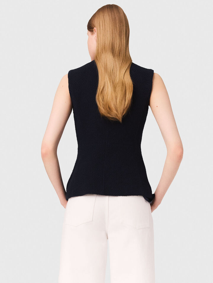 Chaqueta larga de tweed sin mangas