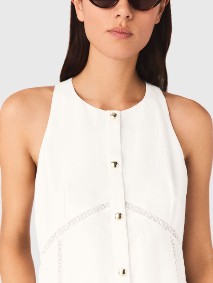 Vestido de mezcla de lino bordado