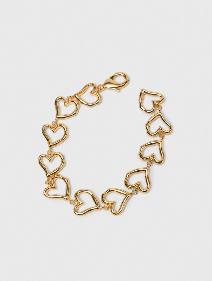 Pulsera corazón de latón dorado
