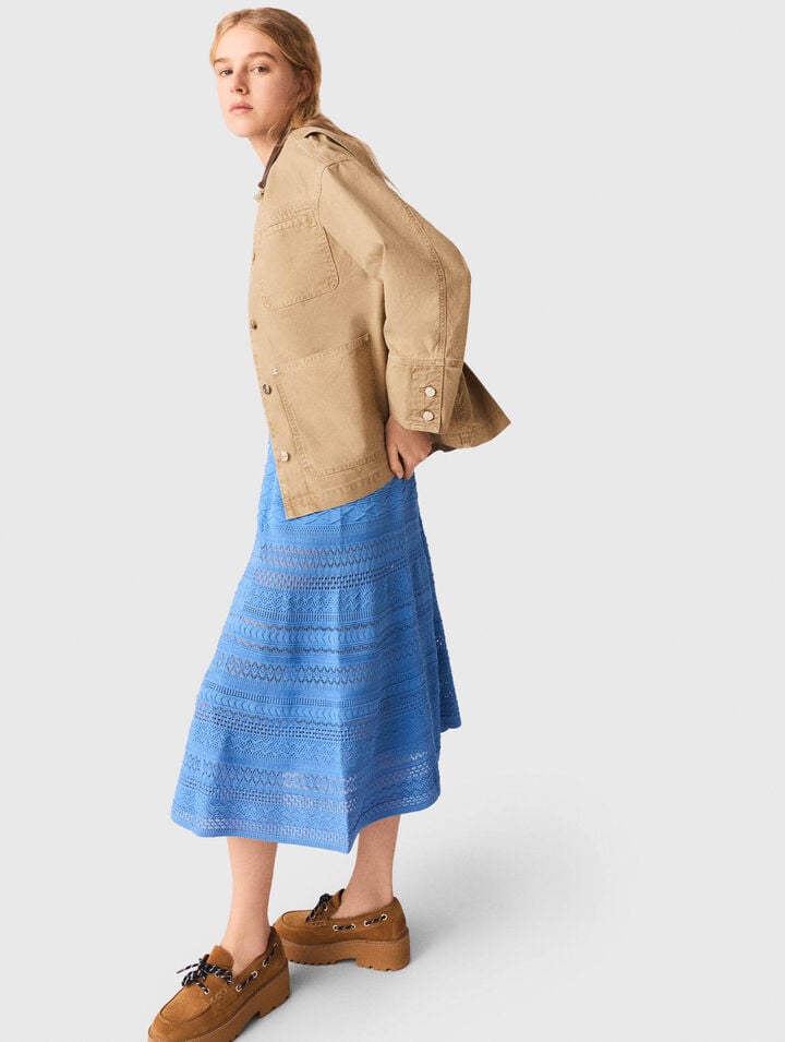 Chaqueta denim con espalda plisada