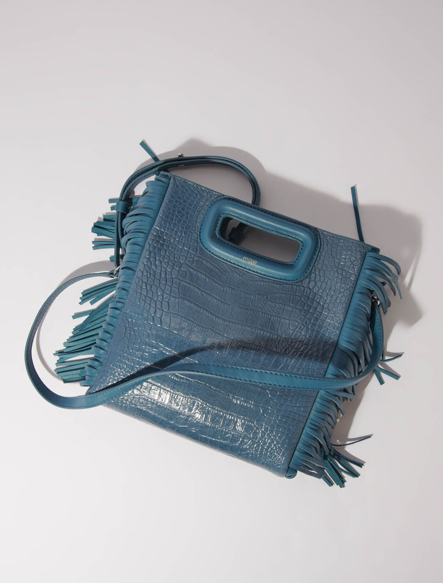 Bolso M de cuero efecto cocodrilo