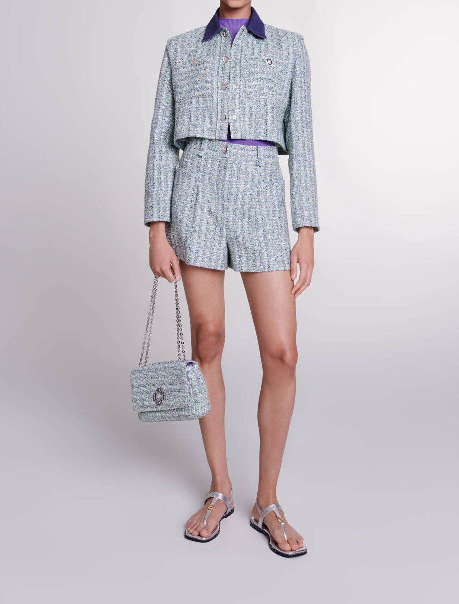 Pantalón corto de tweed