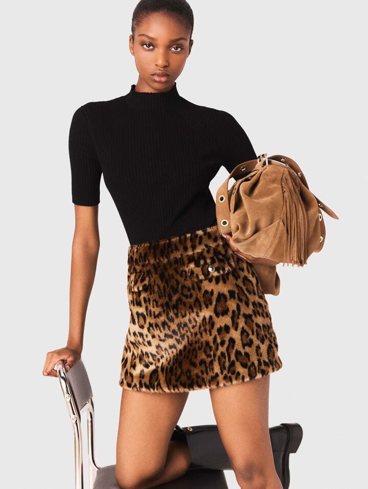 Minifalda de piel sintética leopard