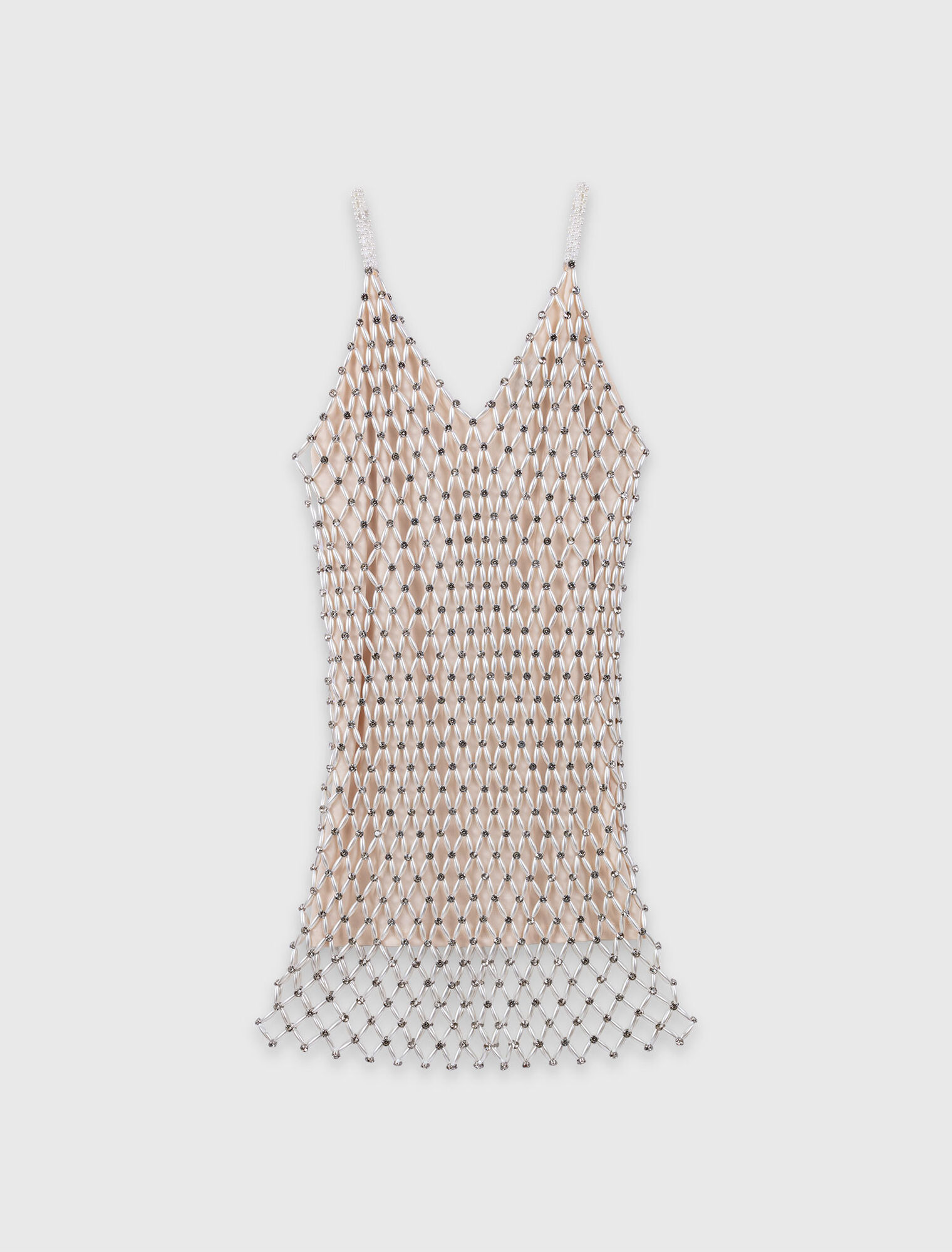 Vestido corto perlado con forro