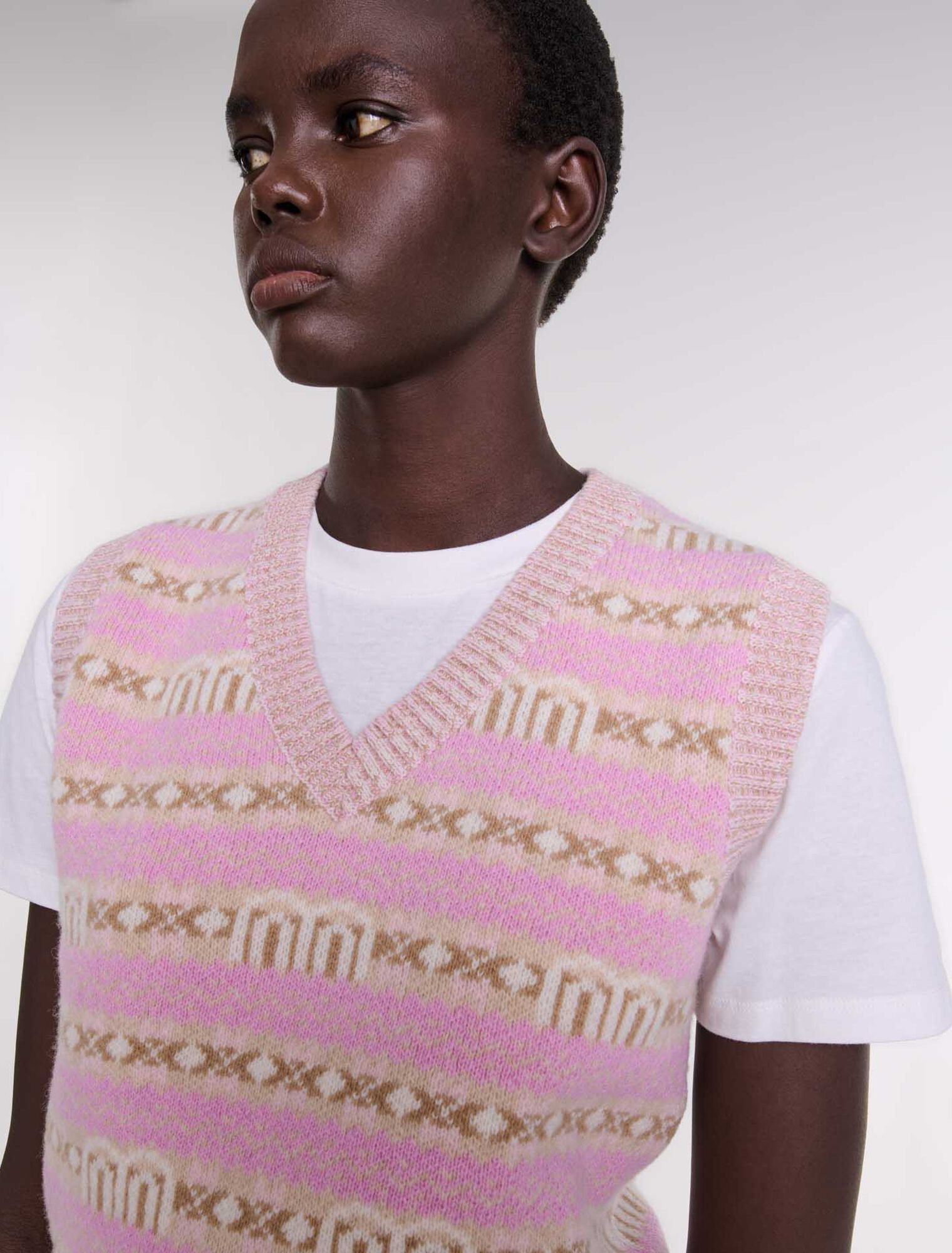 Jersey jacquard sin mangas