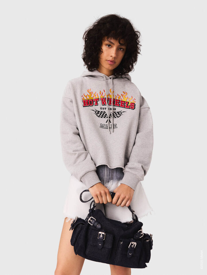 Sudadera corta con logotipo bordado