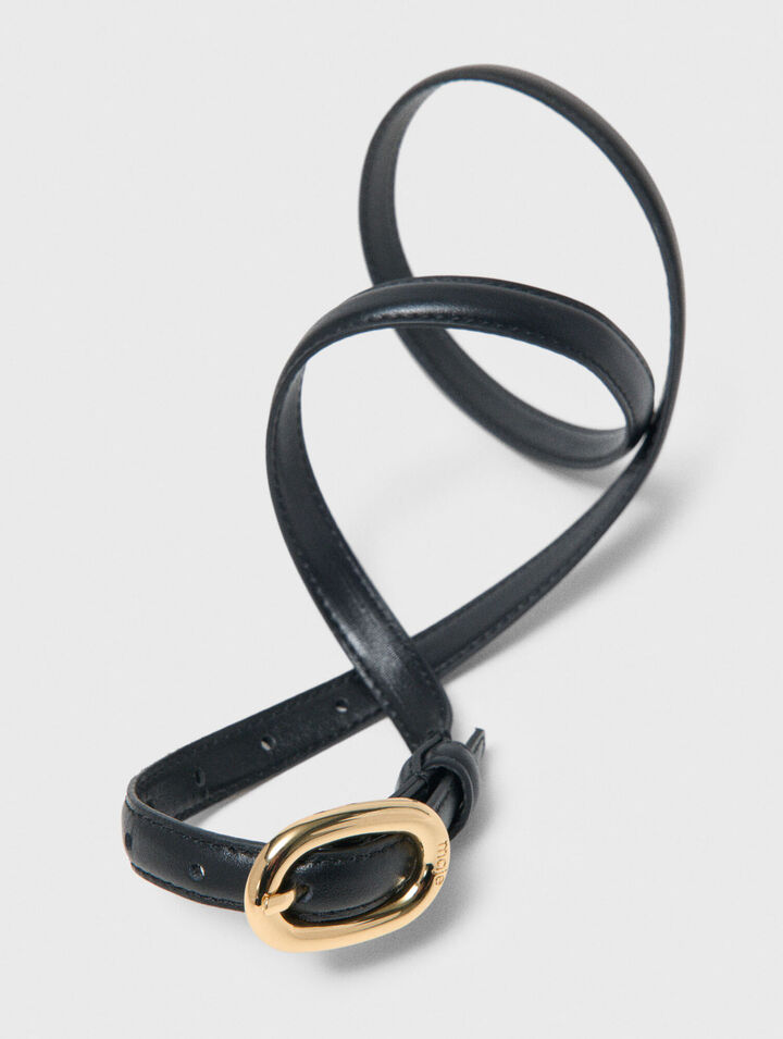 Cintur&oacute;n piel fina y hebilla oval