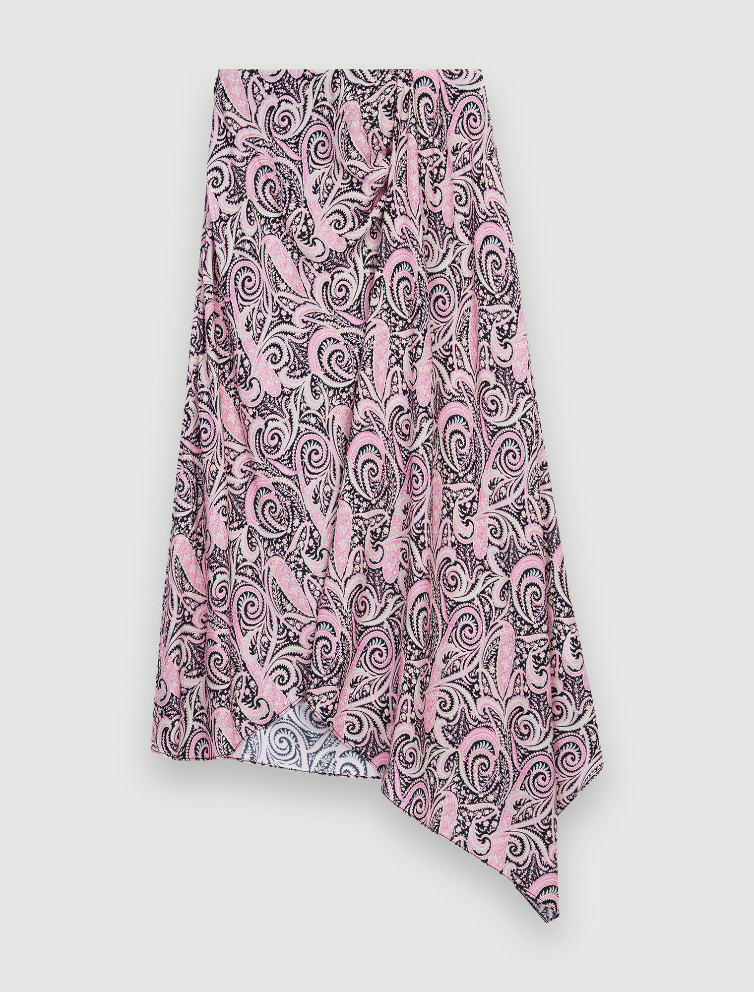 Falda asimétrica de viscosa estampada