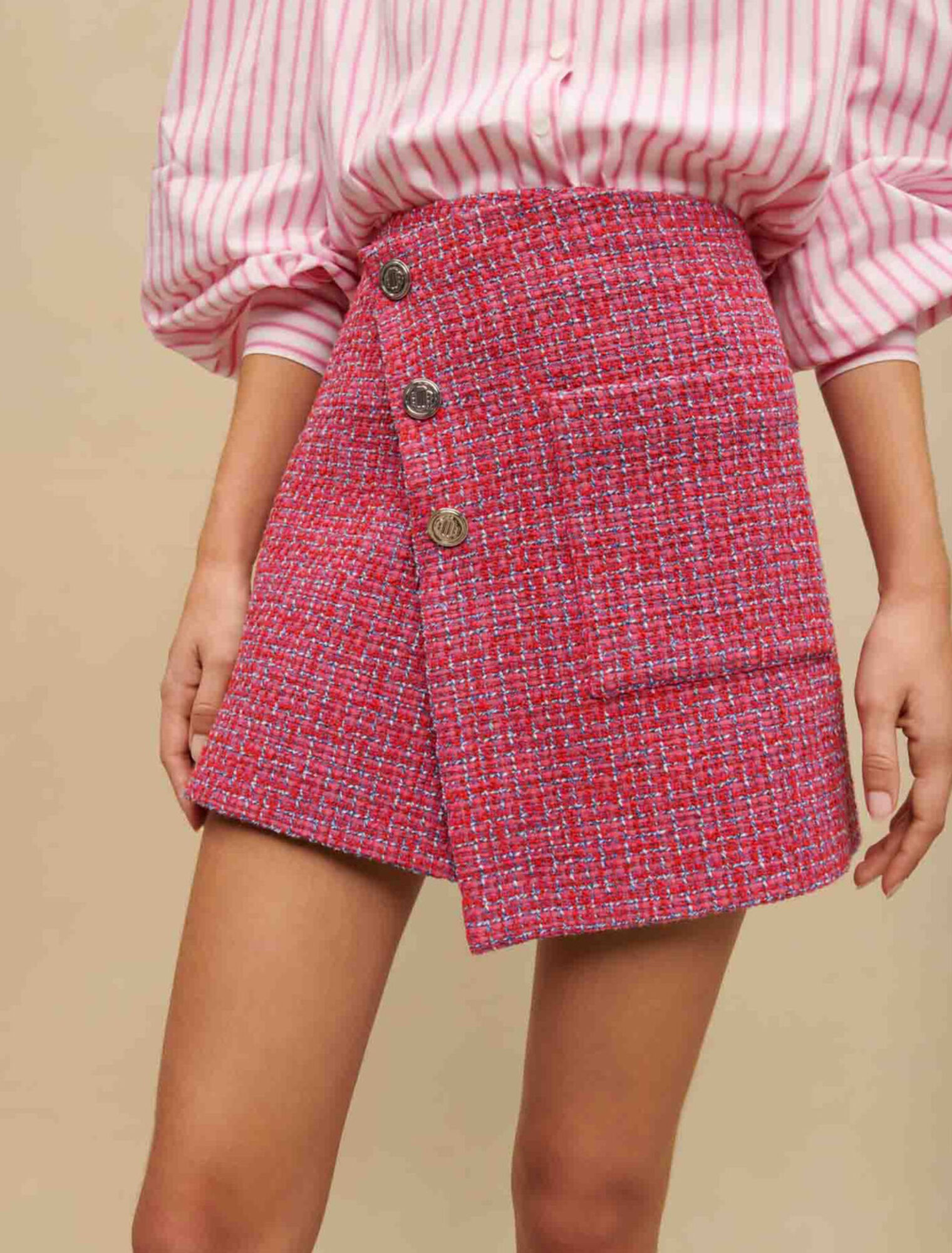 Falda cruzada de tweed