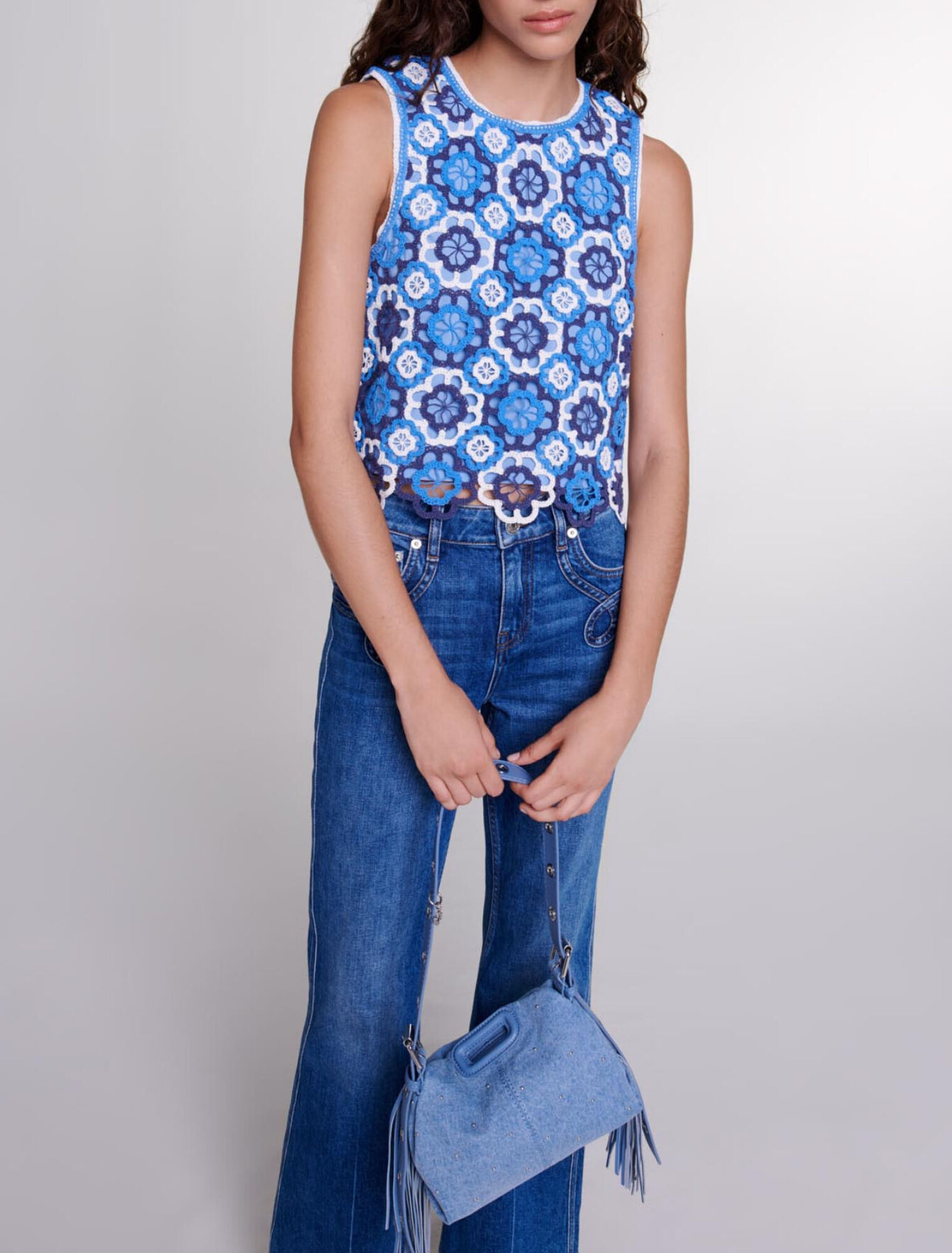 Top tricolor de ganchillo