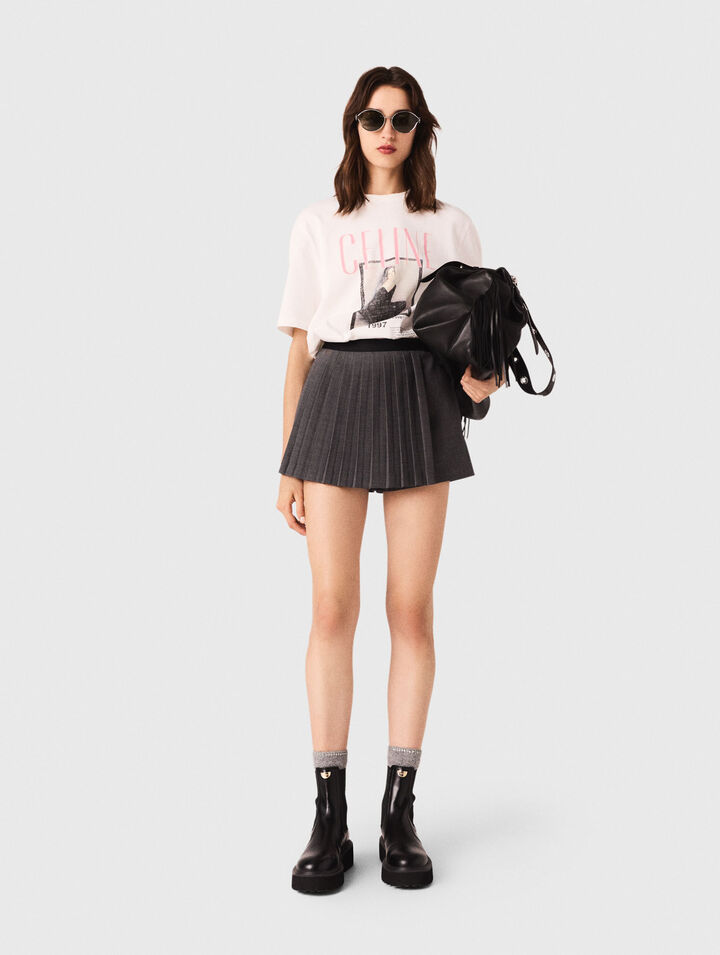 Falda corta trampantojo con pliegues
