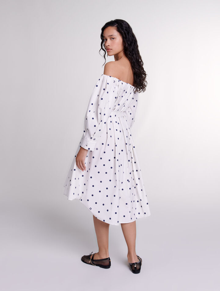 Vestido camisero con escote bardot 