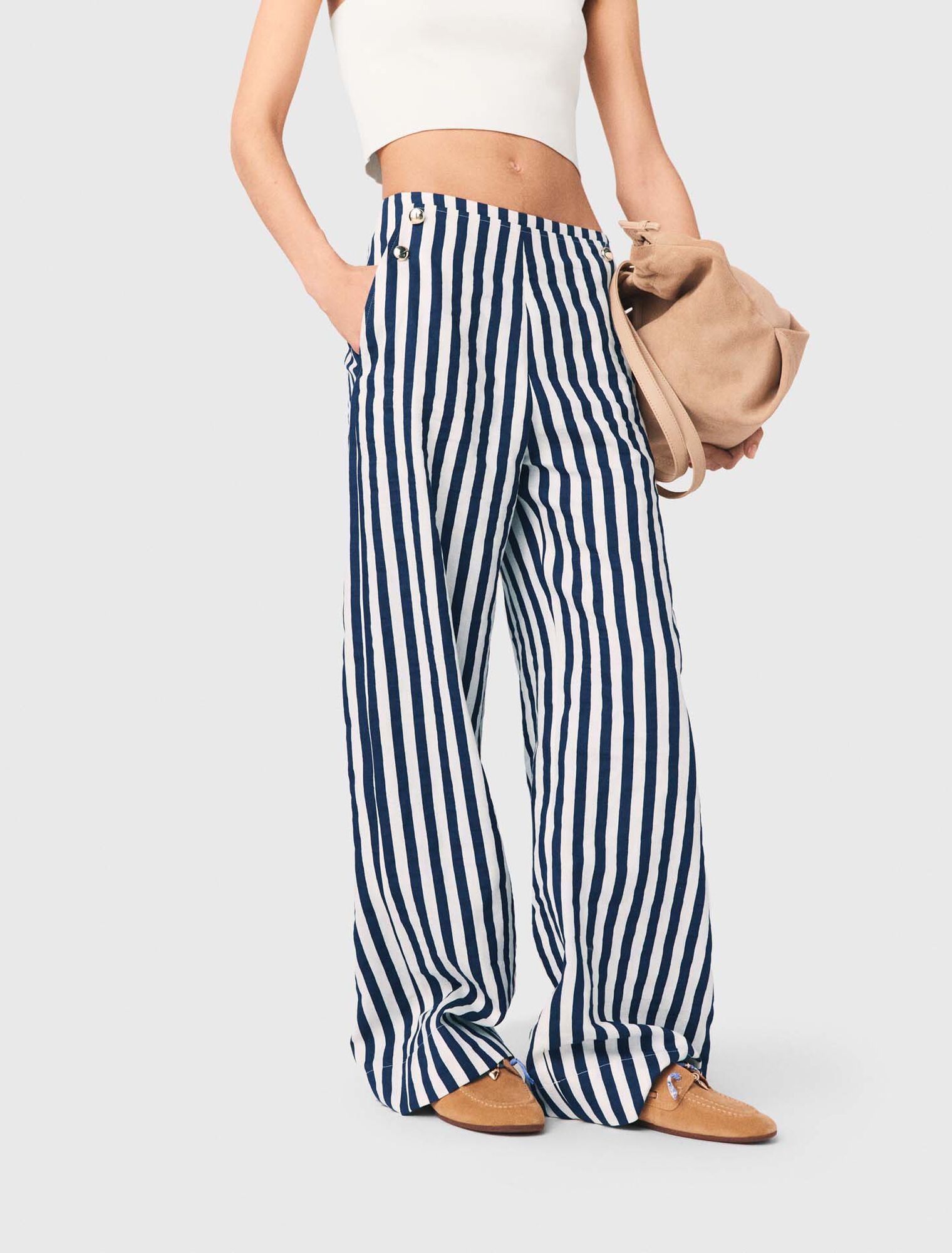 Pantal&oacute;n con puente de lino mezcla