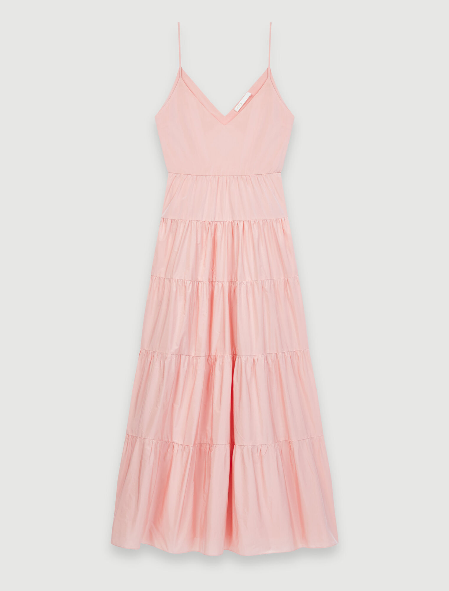 Vestido maxi de tafetán y tirantes finos
