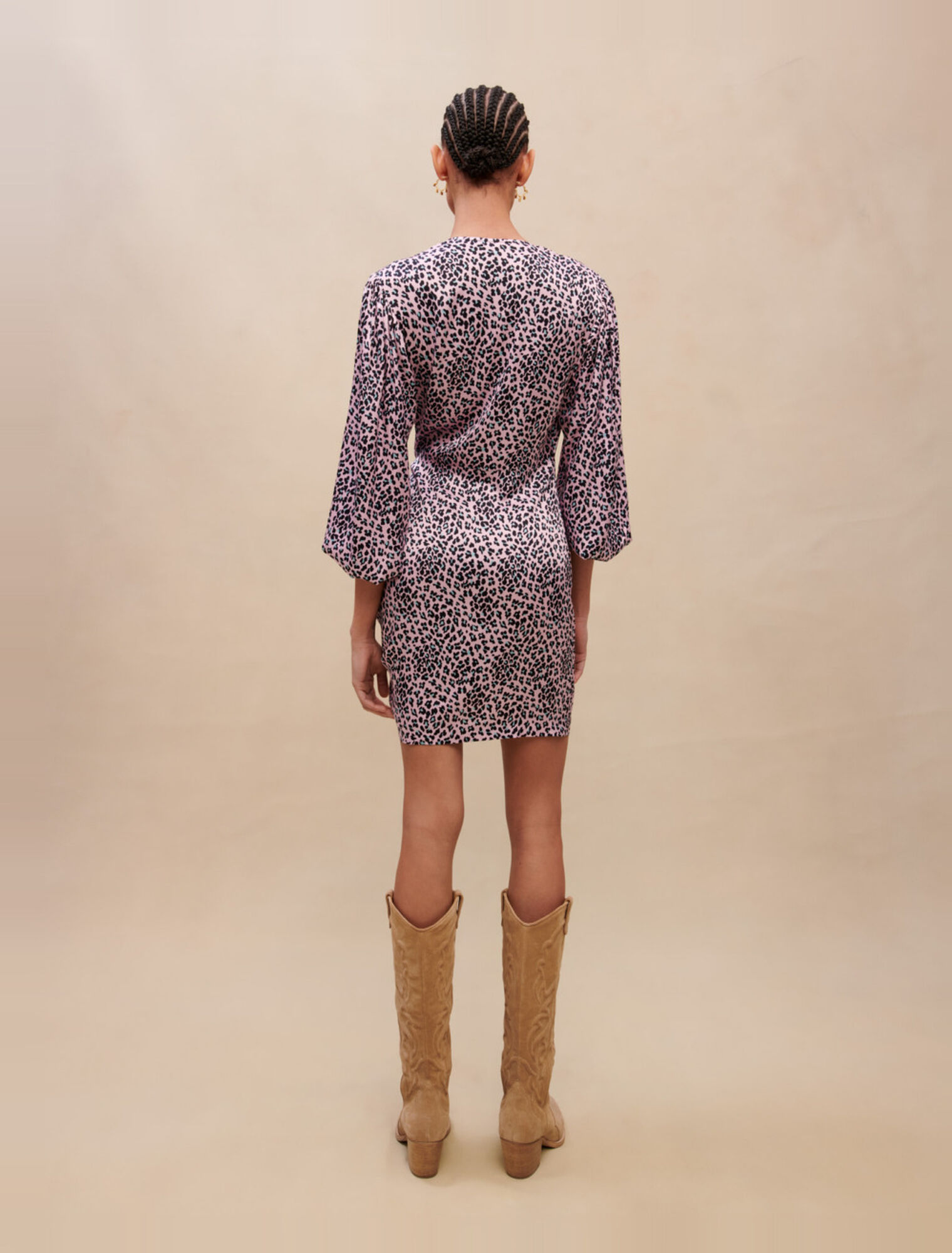 Vestido drapeado estampado leopardo