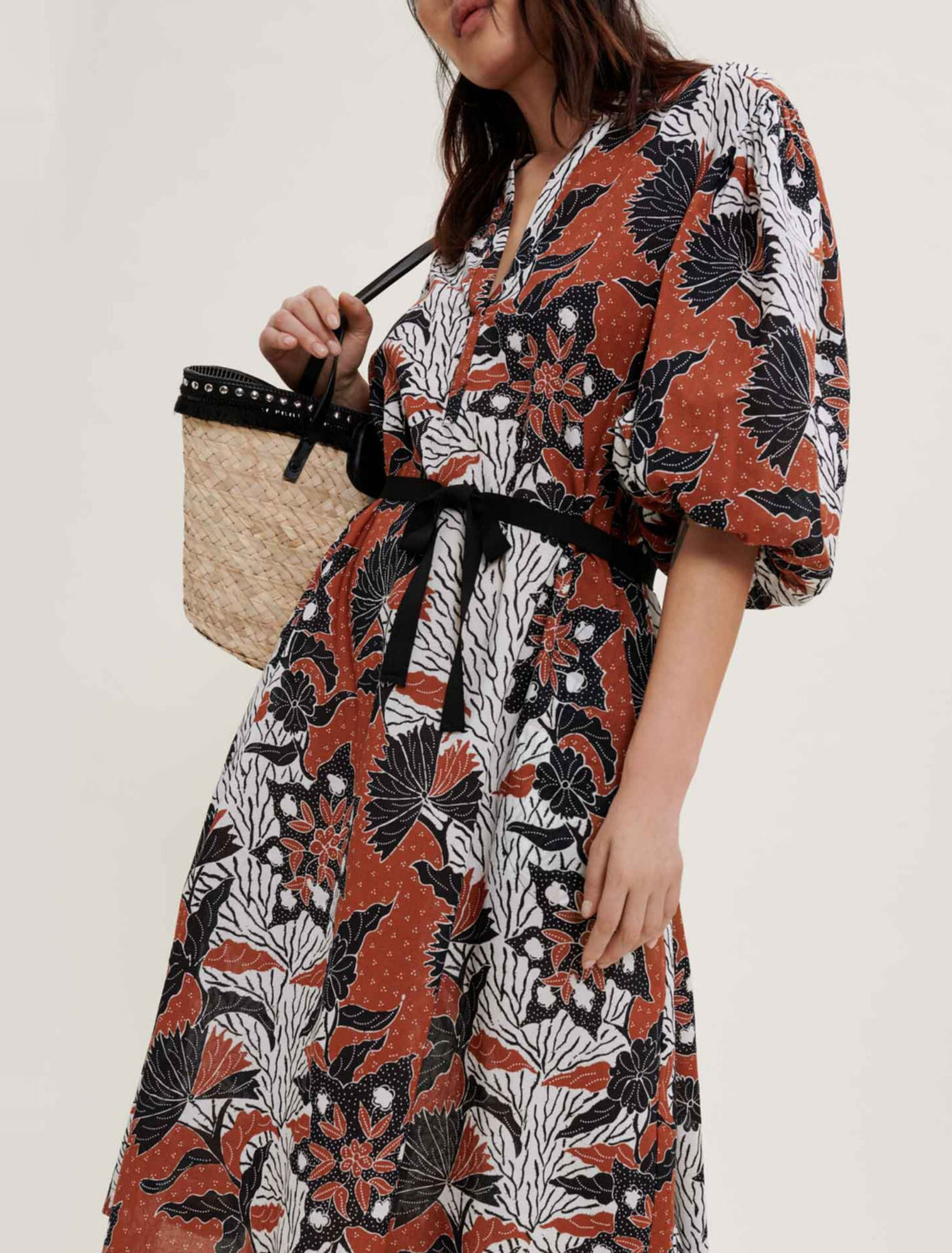 Vestido de voile de algodón estampado