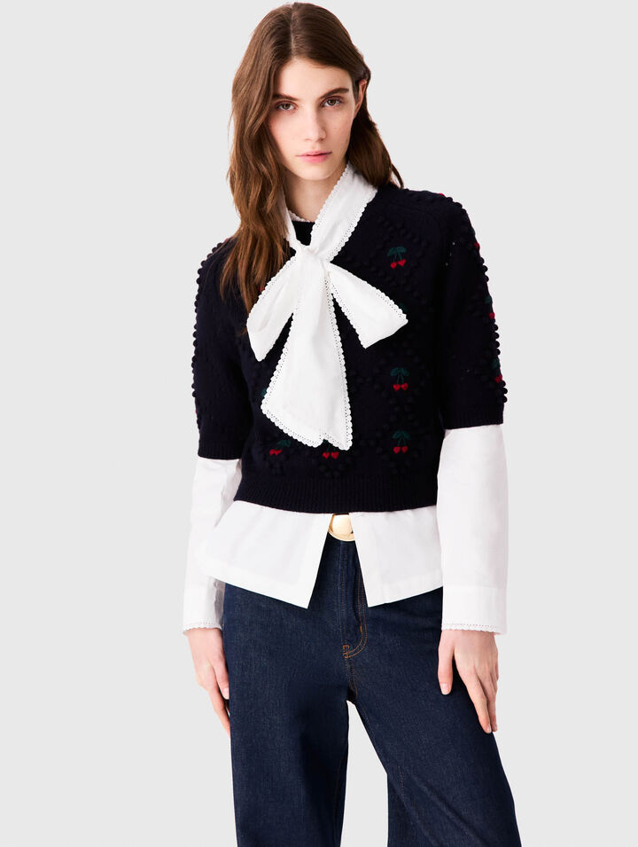 Jersey con cerezas bordadas