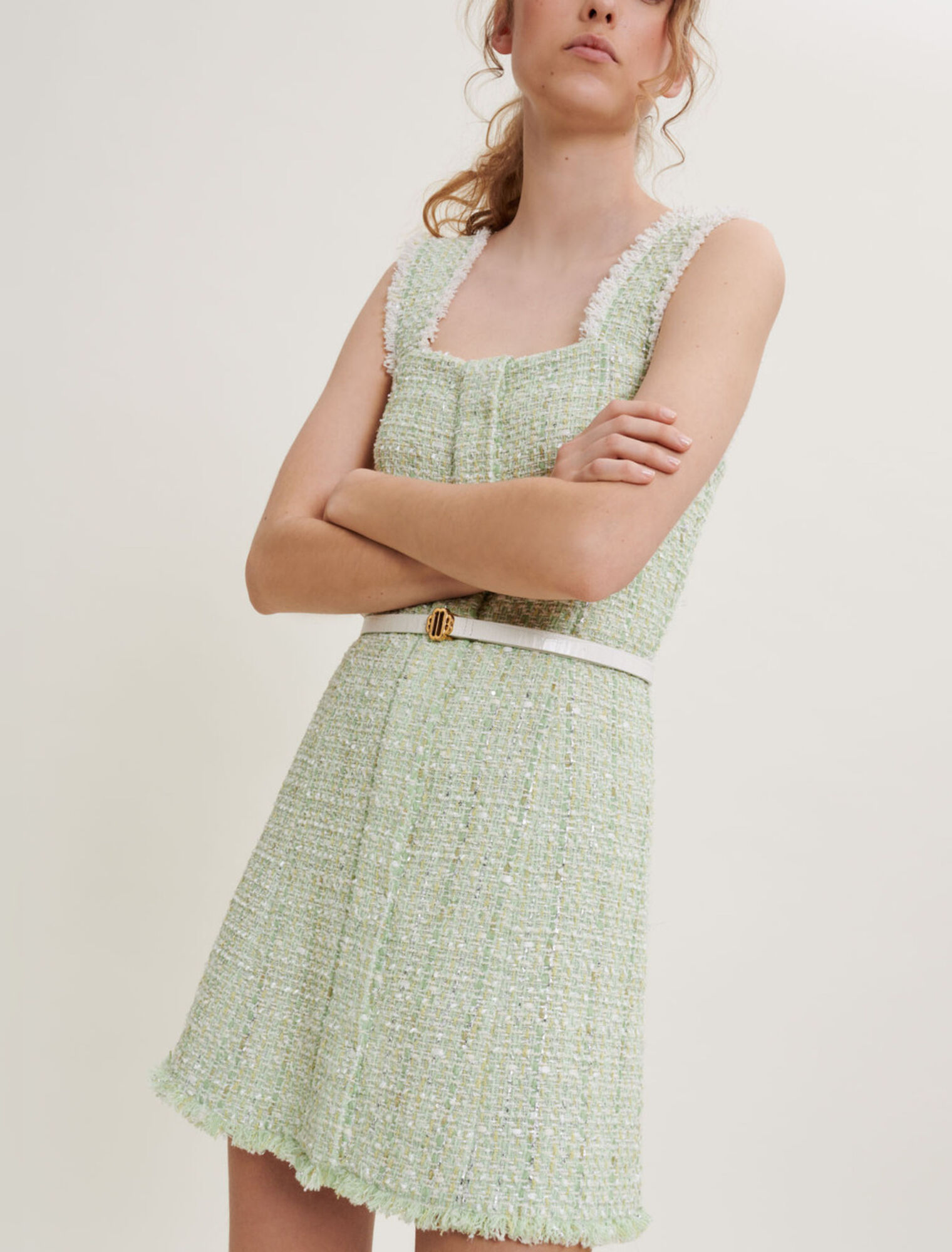 Vestido de tweed brillante
