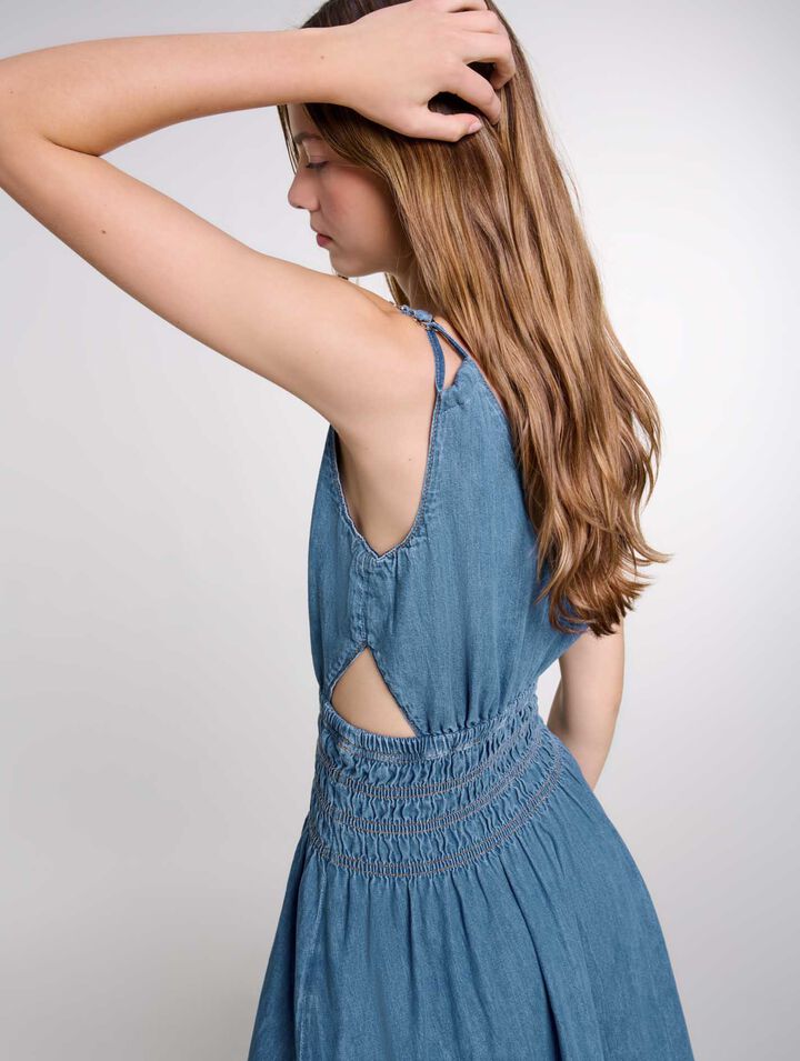 Vestido vaquero largo calado