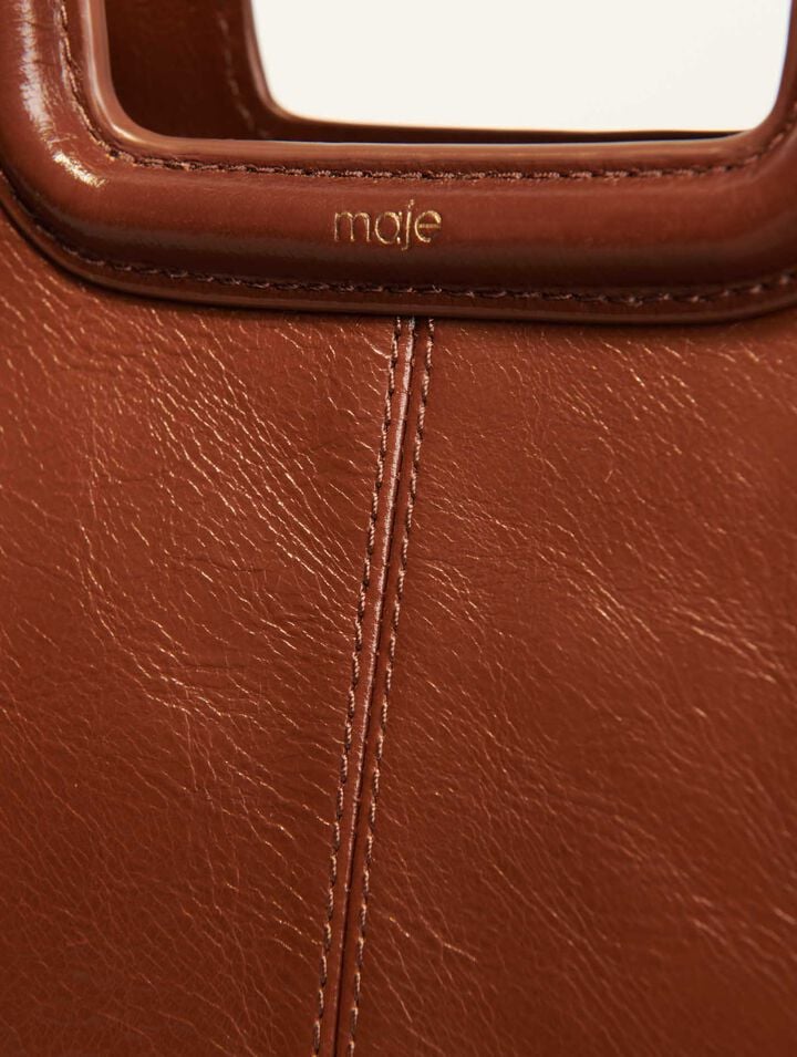 Bolso M de cuero craquelado