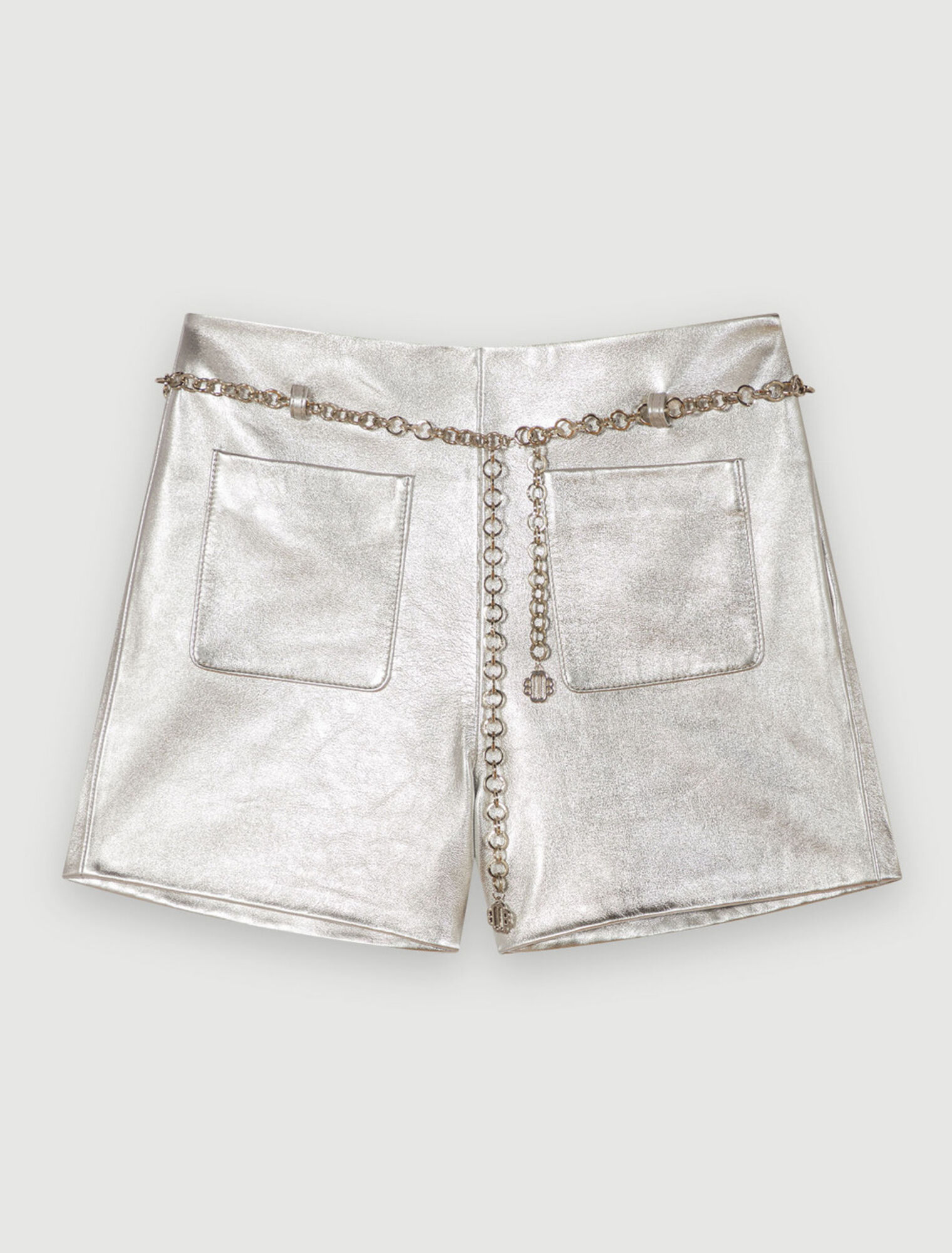 Bermudas de cuero metalizado
