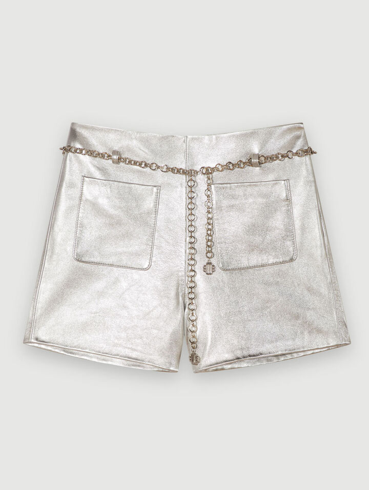Bermudas de cuero metalizado