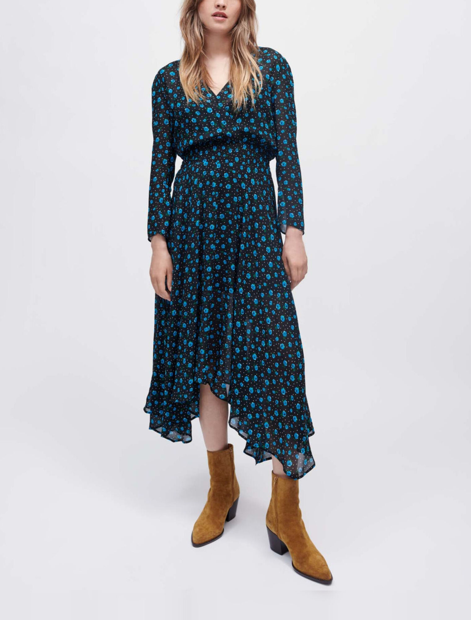 Vestido de gasa con estampado