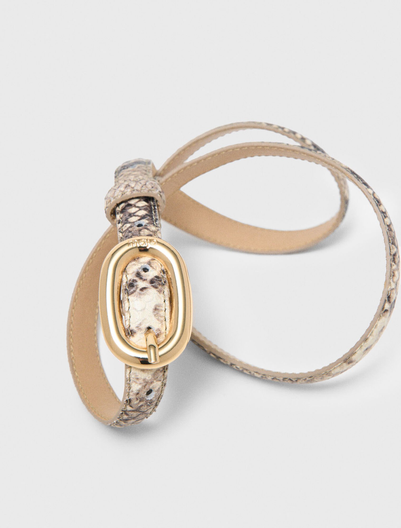 Cintur&oacute;n fino de piel efecto pit&oacute;n