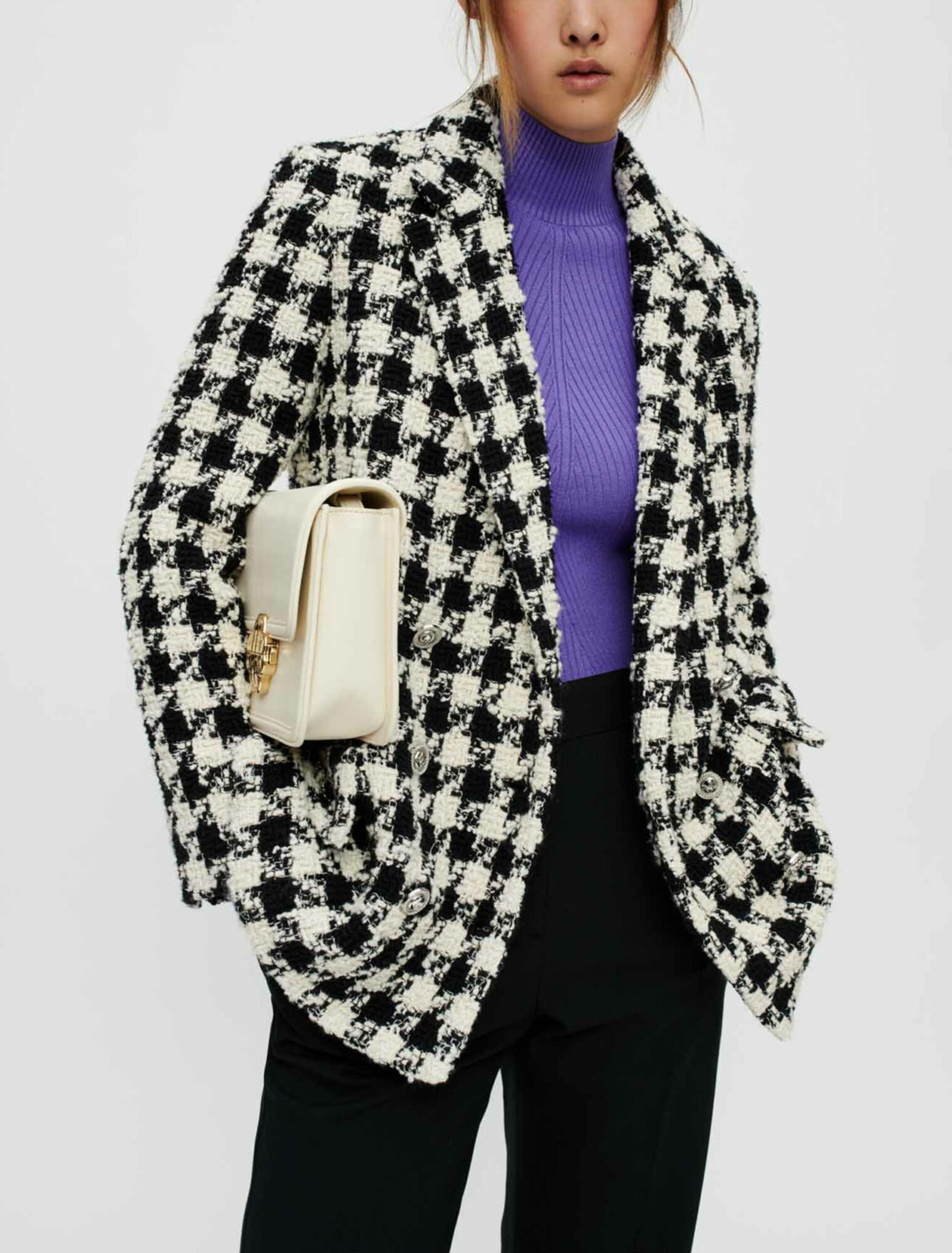 Chaqueta de pata de gallo ancha y gruesa