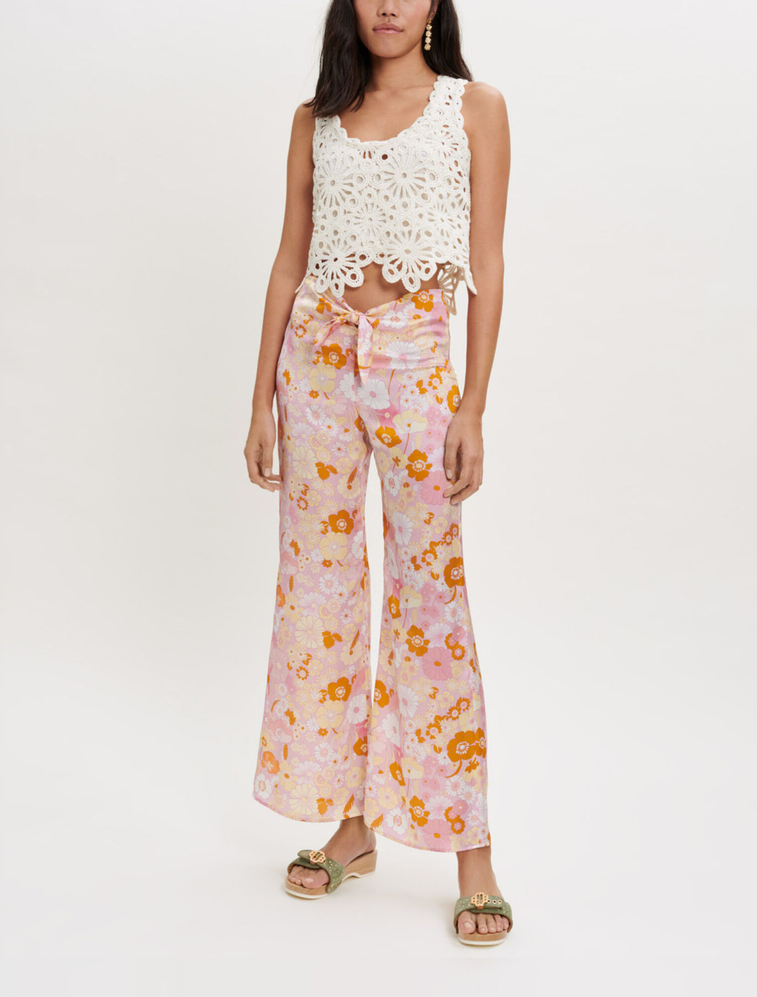 Pantalón estampado Flower Power fluido