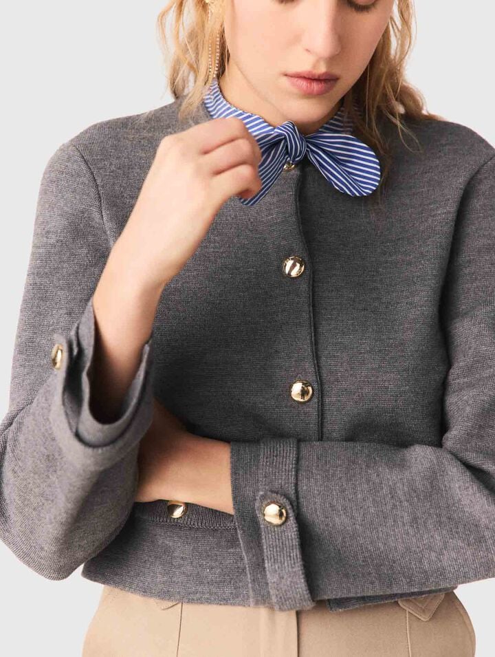 C&aacute;rdigan con cuello rayado amovible