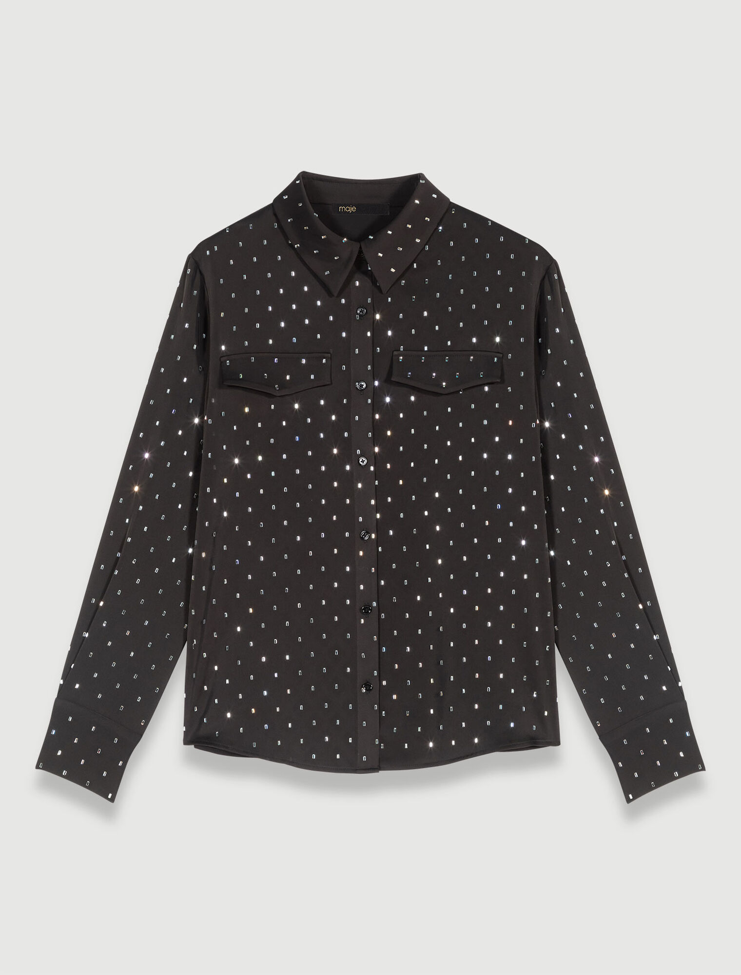 Camisa satinada con strass