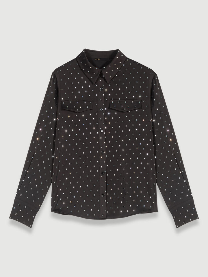 Camisa satinada con strass